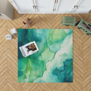 Green Ink Fluid Art Design Rug