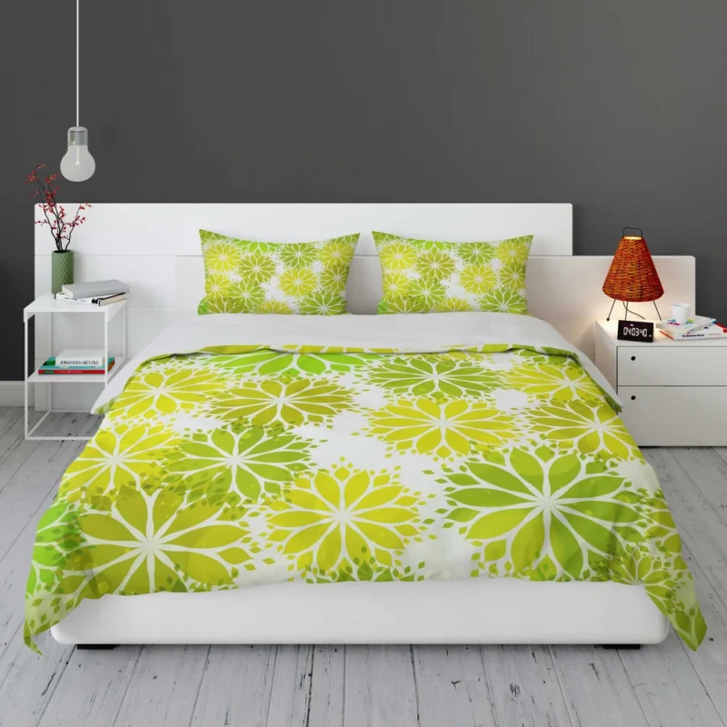 Green Leaves Floral Shape Concept Bedding Set 1