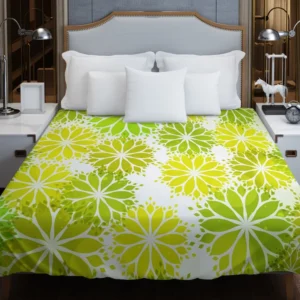 Green Leaves Floral Shape Concept Duvet Cover