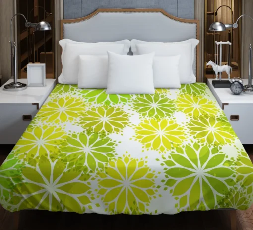 Green Leaves Floral Shape Concept Duvet Cover