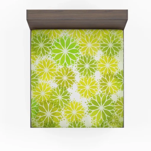 Green Leaves Floral Shape Concept Fitted Sheet