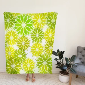 Green Leaves Floral Shape Concept Fleece Blanket