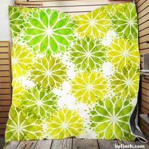 Green Leaves Floral Shape Concept Quilt Blanket