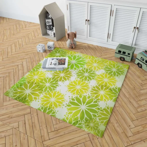 Green Leaves Floral Shape Concept Rug 1