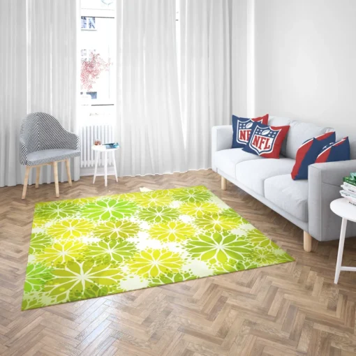 Green Leaves Floral Shape Concept Rug 2