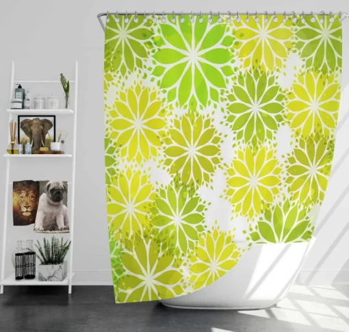 Green Leaves Floral Shape Concept Shower Curtain