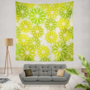 Green Leaves Floral Shape Concept Wall Tapestry