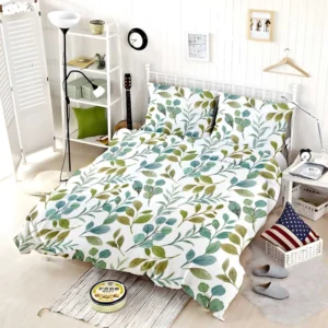 Green Leaves Watercolor Design Bedding Set