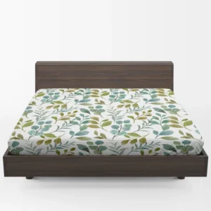 Green Leaves Watercolor Design Fitted Sheet 1