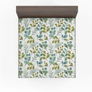 Green Leaves Watercolor Design Fitted Sheet