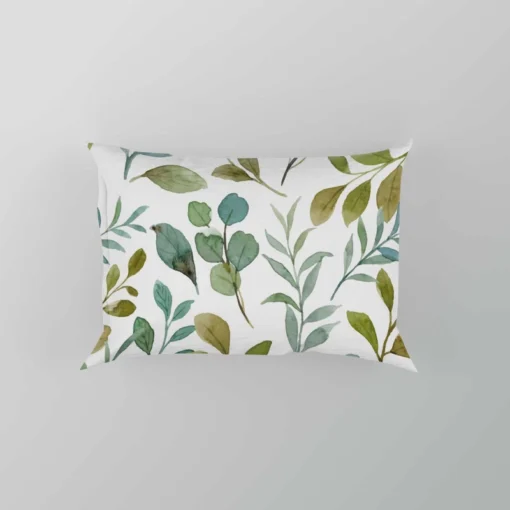 Green Leaves Watercolor Design Pillow Case