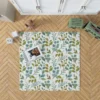 Green Leaves Watercolor Design Rug