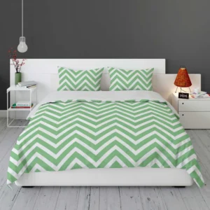 Green Lines Chevron Design Bedding Set 1