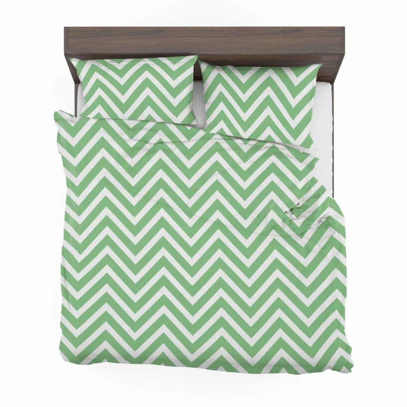 Green Lines Chevron Design Bedding Set 2