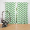 Green Lines Chevron Design Curtain