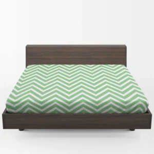 Green Lines Chevron Design Fitted Sheet 1