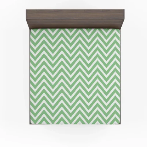 Green Lines Chevron Design Fitted Sheet