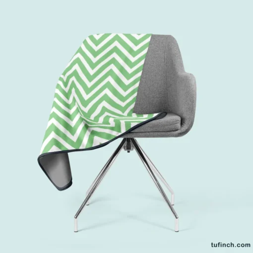 Green Lines Chevron Design Fleece Blanket 2