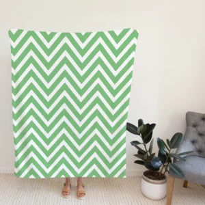 Green Lines Chevron Design Fleece Blanket