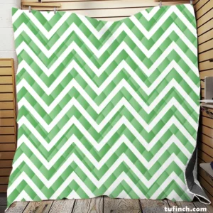 Green Lines Chevron Design Quilt Blanket