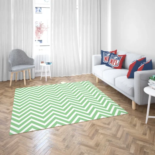 Green Lines Chevron Design Rug 2