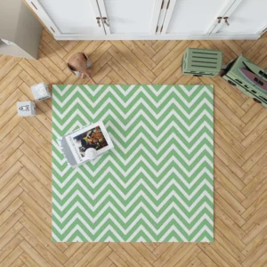 Green Lines Chevron Design Rug