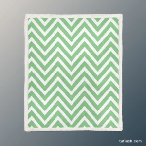 Green Lines Chevron Design Sherpa Fleece Blanket 1