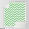 Green Lines Chevron Design Sherpa Fleece Blanket