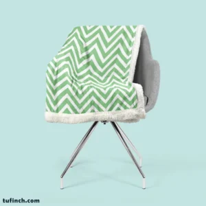 Green Lines Chevron Design Sherpa Fleece Blanket 2