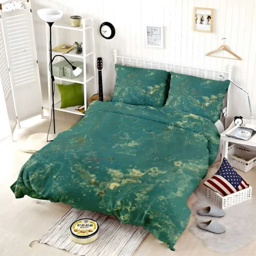 Green Marble Texture Design Bedding Set