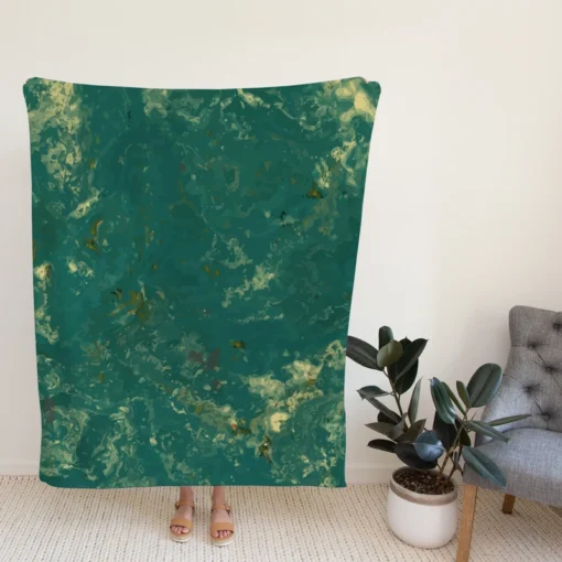 Green Marble Texture Design Fleece Blanket