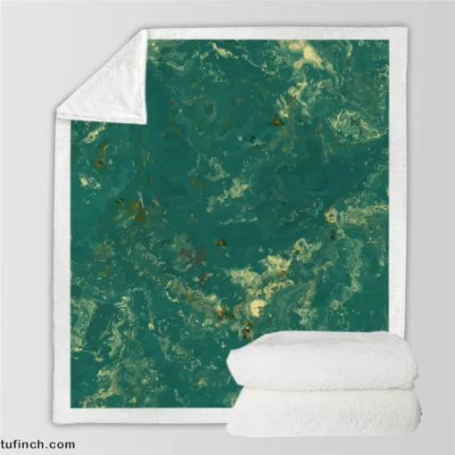 Green Marble Texture Design Sherpa Fleece Blanket