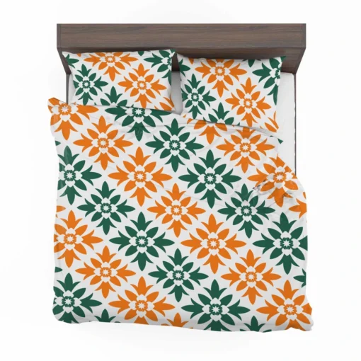 Green Orange Ikat Pattern Bedding Set 2