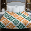 Green Orange Ikat Pattern Duvet Cover