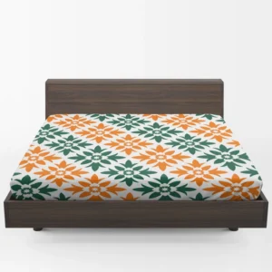 Green Orange Ikat Pattern Fitted Sheet 1