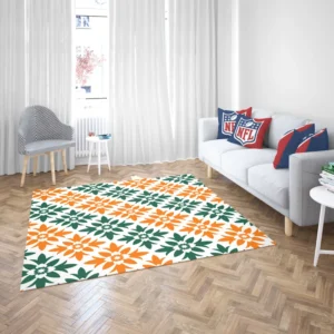 Green Orange Ikat Pattern Rug 2