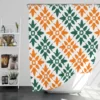 Green Orange Ikat Pattern Shower Curtain