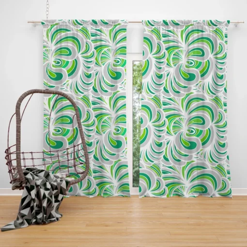 Green Paisley Mix Abstract Pattern Curtain