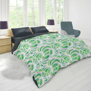 Green Paisley Mix Abstract Pattern Duvet Cover 1