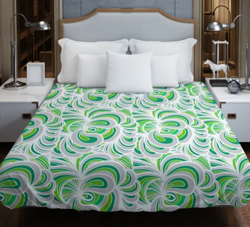 Green Paisley Mix Abstract Pattern Duvet Cover