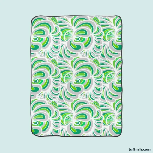 Green Paisley Mix Abstract Pattern Fleece Blanket 1