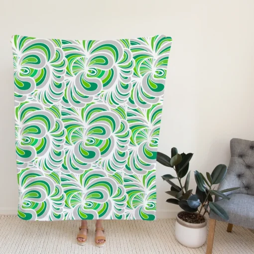 Green Paisley Mix Abstract Pattern Fleece Blanket