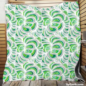 Green Paisley Mix Abstract Pattern Quilt Blanket