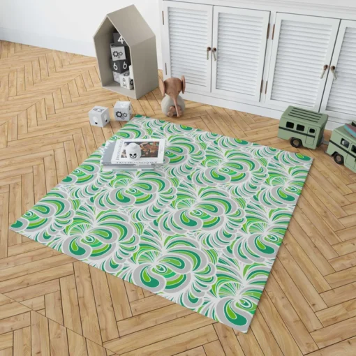 Green Paisley Mix Abstract Pattern Rug 1