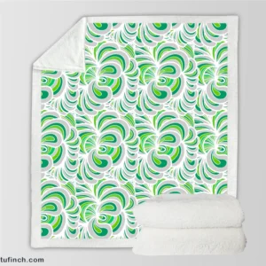 Green Paisley Mix Abstract Pattern Sherpa Fleece Blanket