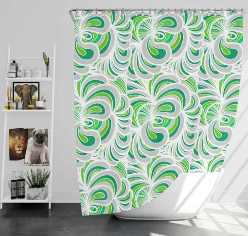 Green Paisley Mix Abstract Pattern Shower Curtain