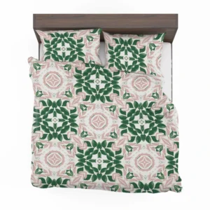 Green Pink Unique Floral Design Bedding Set 2