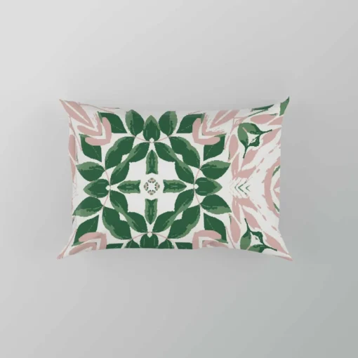 Green Pink Unique Floral Design Pillow Case