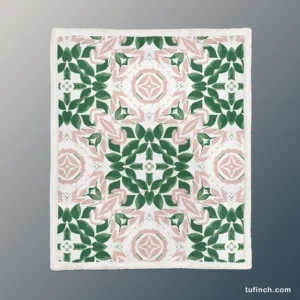 Green Pink Unique Floral Design Sherpa Fleece Blanket 1