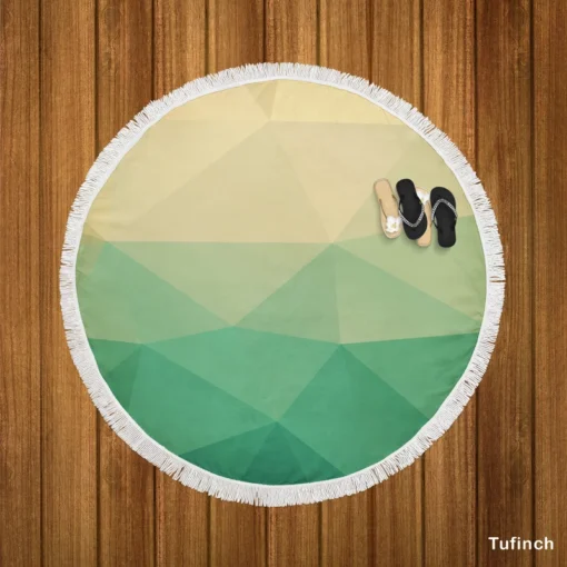 Green Polygonal Background Design Round Beach Towel